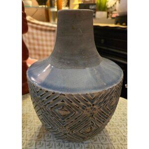 Textured Vase With Geometric Pattern.